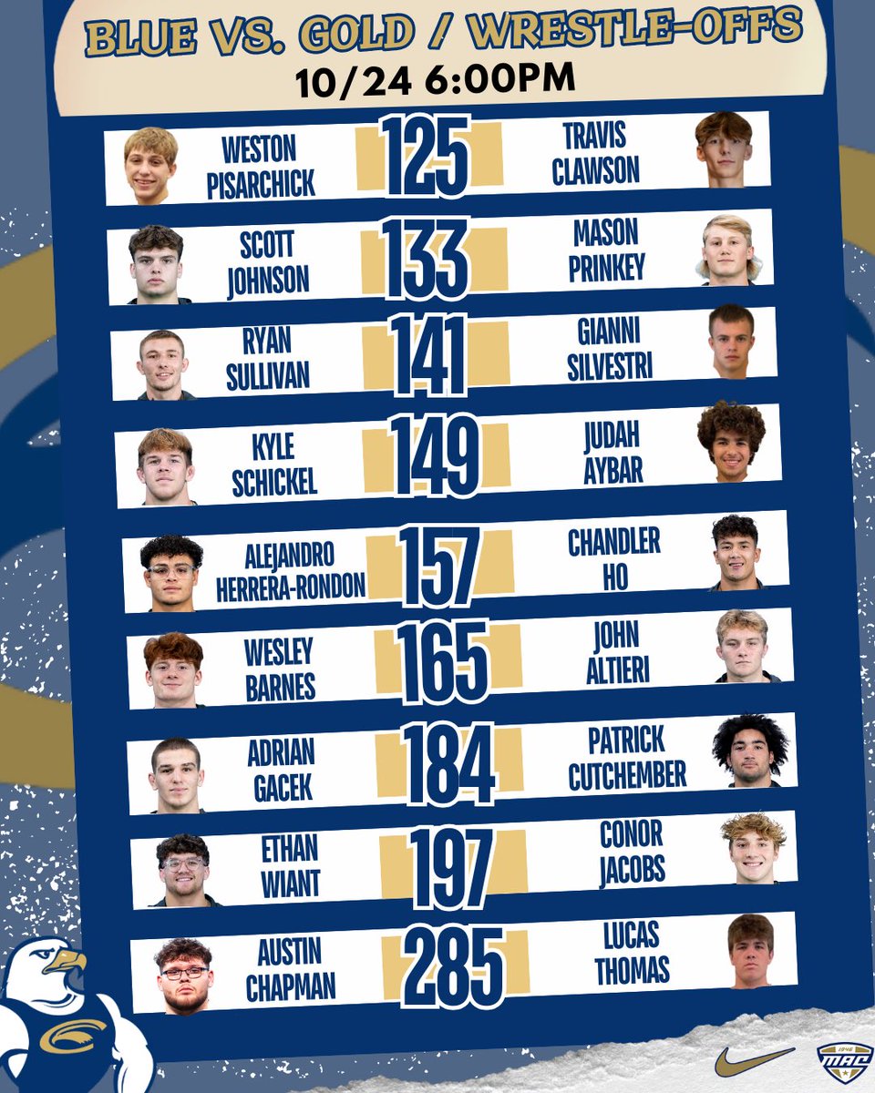 WrestlingCUP's tweet image. The final matchups are set for the 2024 Clarion Blue/Gold wrestle-offs! 

#CLARIONvsEVERYBODY