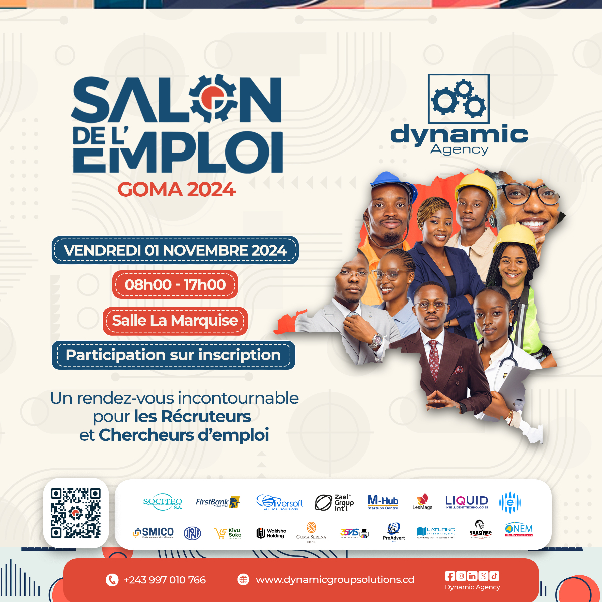 Dynamicagencycd's tweet photo. Uko tayari ?

🚀Salon de l'Emploi Goma 2024 !🌟

Que vous cherchiez un emploi ou de nouvelles opportunités d'affaires, cet événement est fait pour vous.
Rendez-vous ce 01 Novembre 2024,de 08h00 à 17h00 dans la salle des fêtes La Marquise .
👉 Inscription:https://t.co/wRjtvmE0e3 https://t.co/5Wjg6h3wyg