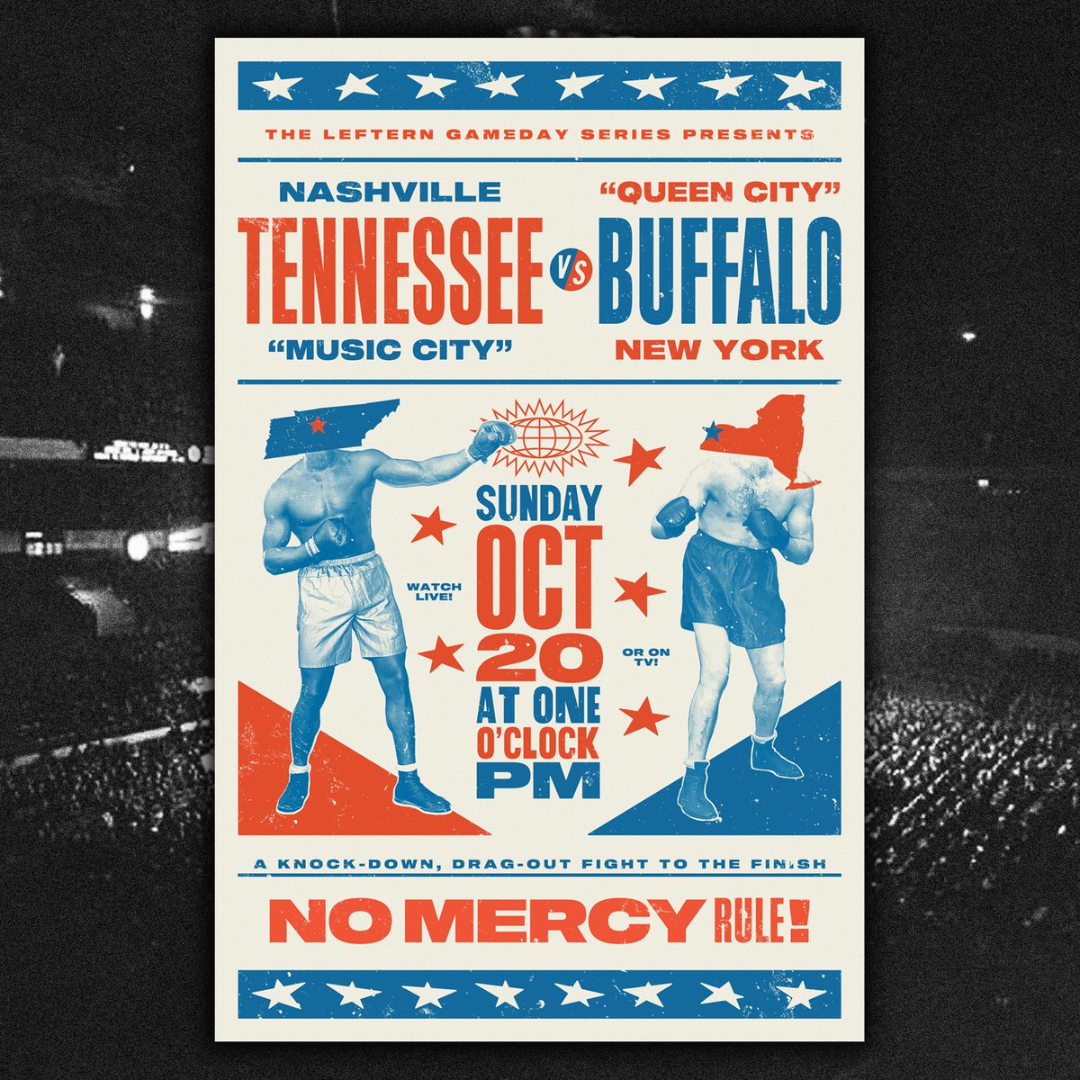 lefternco's tweet image. “NO MERCY”
by Cody Weiler

#TENvsBUF | #Bills | #Titans
#BillsMafia | #TitanUp  

stamped &amp;amp; numbered prints available until Sunday 🥊 leftern.co/product/no-mer…