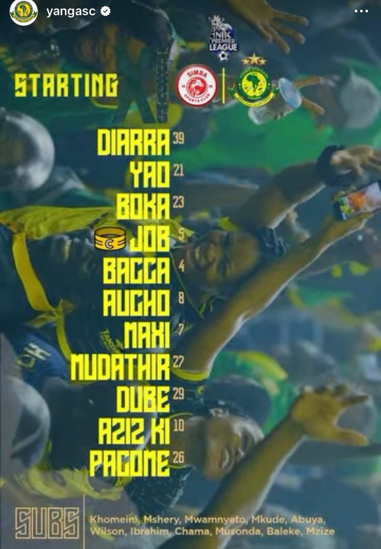 It is the Kariakoo Derby, and after the downpour, the team sheets are out. It is <a href="/SimbaSCTanzania/">Simba Sports Club</a> versus <a href="/YoungAfricansSC/">Young Africans SC</a>  at the Benjamin Mkapa Stadium.