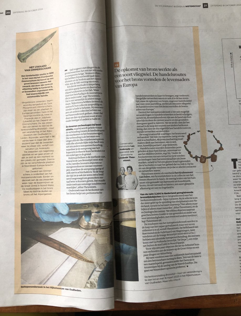 Luc Amkreutz | @prehistoryrmo.bsky.social (@prehistoryrmo) on Twitter photo Here it is in 🇳🇱 paper, the <a href="/volkskrant/">de Volkskrant</a> article on the lead isotope project of <a href="/RCE_erfgoed/">Rijksdienst voor het Cultureel Erfgoed</a> we participate in with colleagues at @RM_Oudheden <a href="/LeidenArchaeo/">Leiden Archaeology</a> <a href="/VUamsterdam/">Vrije Universiteit Amsterdam (inactief)</a>. With special attention for our exhibition #BronzeAge. Fires of Change 🔥 volkskrant.nl/wetenschap/ned… Here it is in 🇳🇱 paper, the <a href="/volkskrant/">de Volkskrant</a> article on the lead isotope project of <a href="/RCE_erfgoed/">Rijksdienst voor het Cultureel Erfgoed</a> we participate in with colleagues at @RM_Oudheden <a href="/LeidenArchaeo/">Leiden Archaeology</a> <a href="/VUamsterdam/">Vrije Universiteit Amsterdam (inactief)</a>. With special attention for our exhibition #BronzeAge. Fires of Change 🔥 volkskrant.nl/wetenschap/ned…