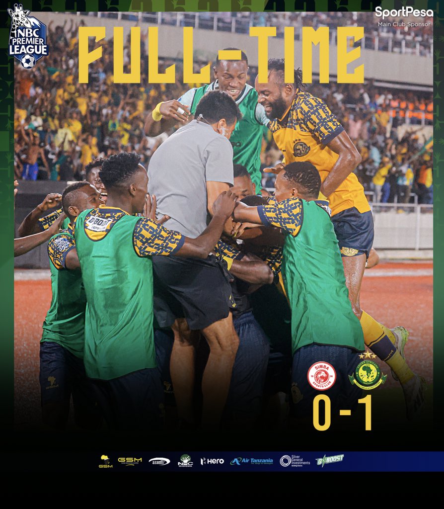 𝐅𝐔𝐋𝐋 𝐓𝐈𝐌𝐄⏱️| #NBCPremierLeague 

Simba SC 0-1 Young Africans SC 

Eti ubaya unini🤣…. Mtoto kaupata

#TimuYaWananchi 
#DaimaMbeleNyumaMwiko