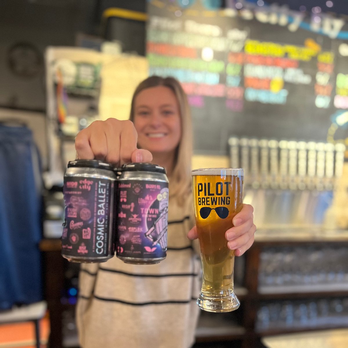 PilotBrewingCLT's tweet image. Today is a special day as we join our fellow #cltbeer community in releasing Cosmic Ballet, a 5.2% Helles Lager, in honor of our good friend Dan Wade, owner of Wooden Robot Brewery. 

We have Cosmic Ballet available on draught and in 4-packs for purchase starting TODAY!
Cheers!!
