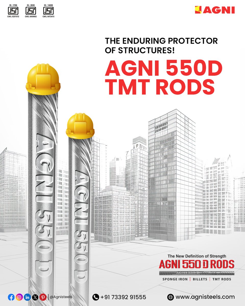 AgniSteels's tweet image. Upgrade your construction with Agni 550D TMT rods.📈

Our rods are engineered for superior quality and performance.

Demand the best for your construction project.

Call now: 📞73392 91555

#constructiontech #buildingconstruction #steelfabrication #constructionindustry