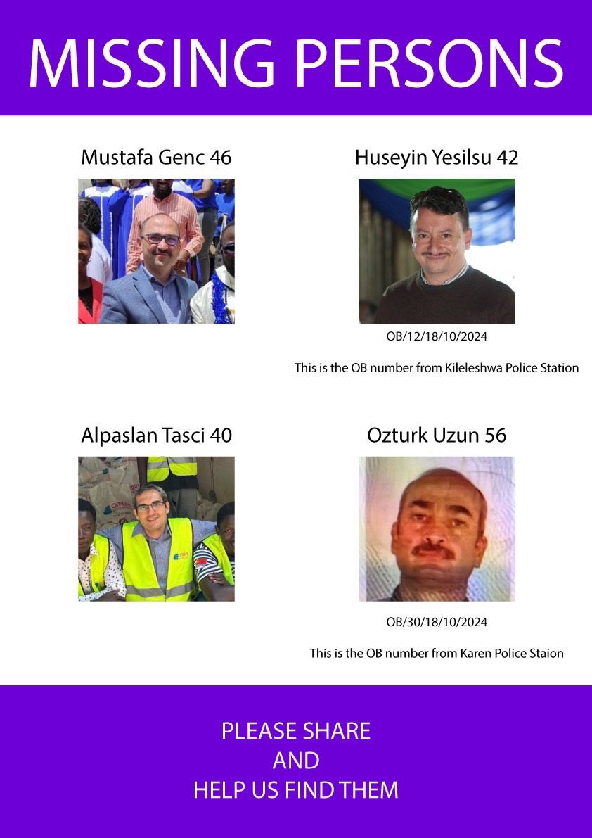 l_cakiroglu's tweet photo. We are searching for four individuals who were kidnapped in Kenya and have been missing since yesterday. We are requesting assistance from the Kenyan government as well as international organizations.

The @UN  and Government of Kenya must call out the Turkey Government on these illegal abductions.

@ntvkenya @NtvLivestream @KenyaCitizentv @BBCWorld
#EmergencyKenya @CNN