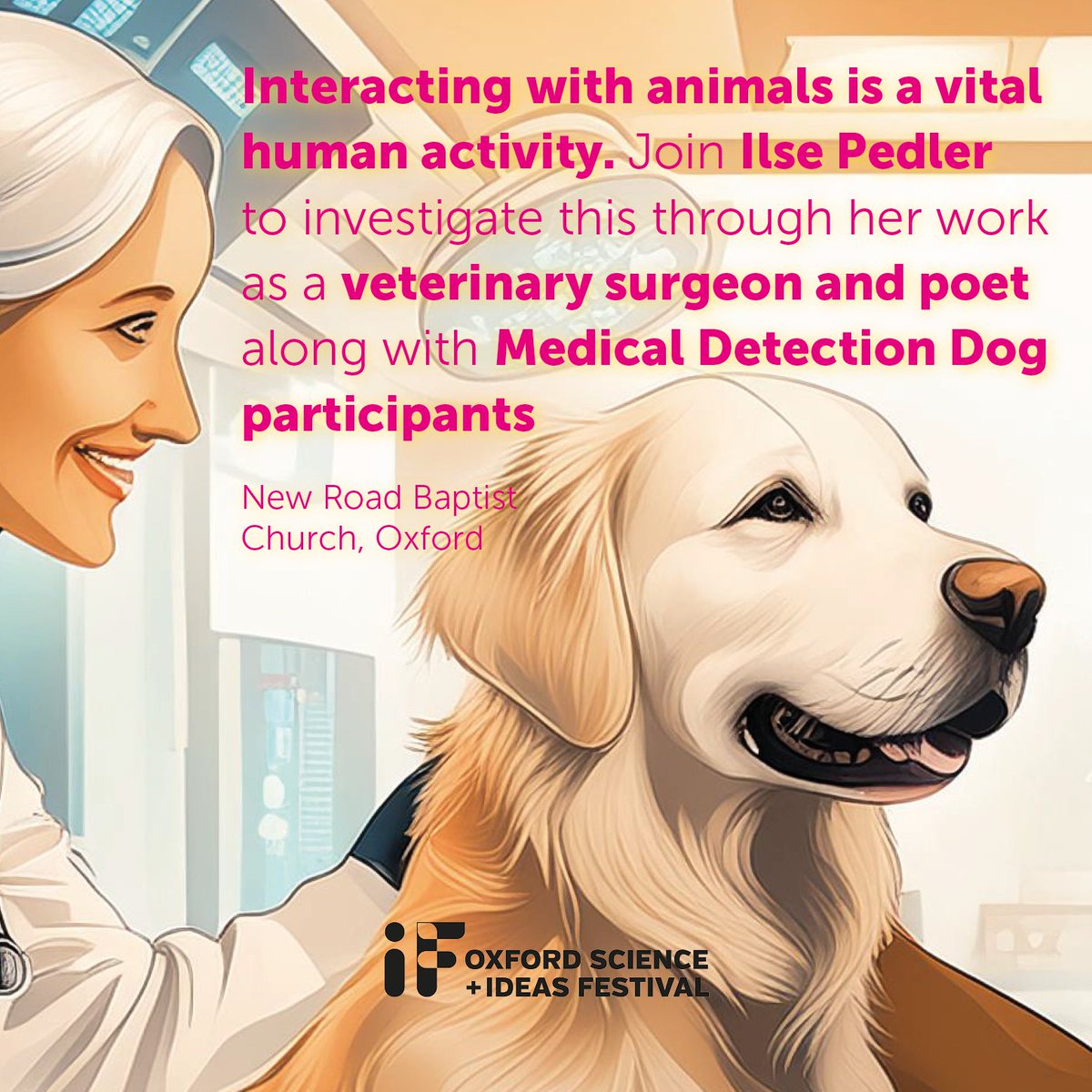 Oxford_IF's tweet image. Explore deep connection between humans &amp;amp; animals with Ilse Pedler, a vet and poet, as she shares her insights. Hear from Medical Detection Dog participants about how communication with animals has transformed their lives.
#AnimalCommunication #PoetryAndPets #HumanAnimalConnection