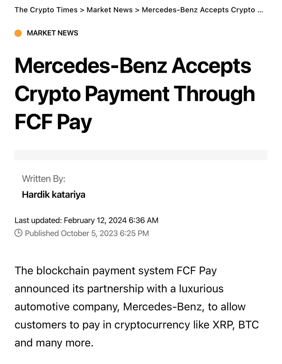 FCF Pay To Integrate Pi Coin On Its Crypto Payment Platform Mercedes-Benz  accepts car rental or purchase with Crypto (Cryptocurrency/Digital  Currency) including #Pi when Pi Opens Mainnet. The Digital Money Era has