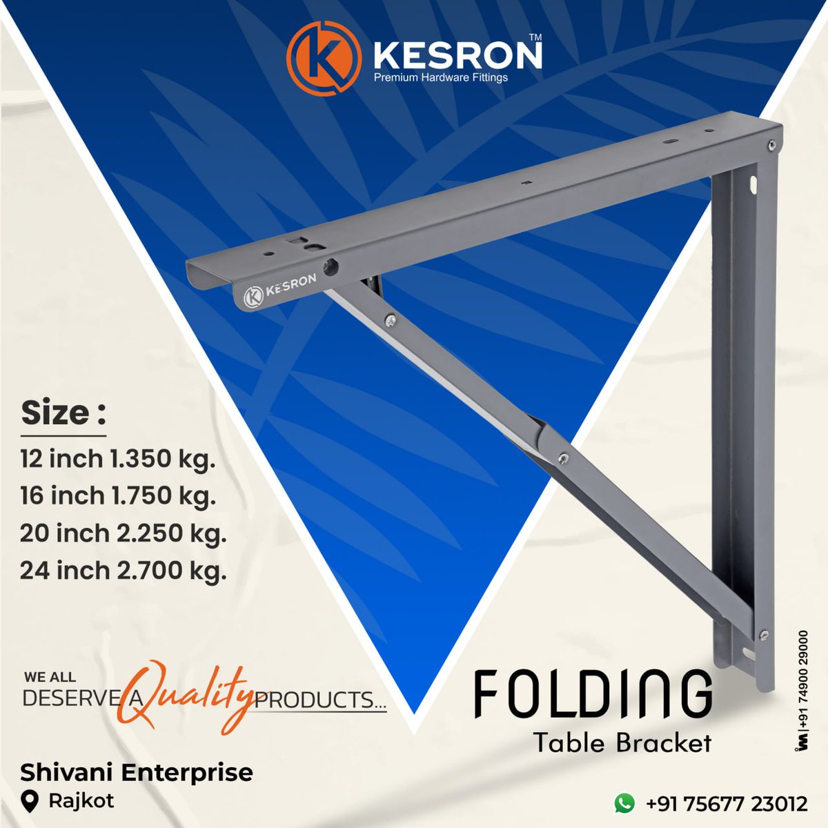 ibais_hardware's tweet image. SHIVANI ENTERPRISE (RAJKOT)

For enquiry via WhatsApp click:
ibais.biz/7567723012

Mr. Dhaval Patel:- +91 75677 23012
Mr. Jenish Patel :- +91 74050 34092
#foldingbracket #tablebracket #hardwarefitting #hardwareaccessories #hardware #homeinterior
.
@ibais_hardware