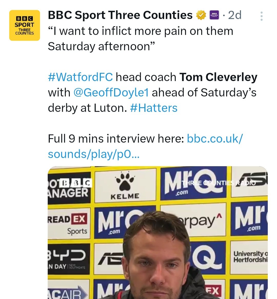 Thank you Tom 😝🤡

#COYH
#watfordfc