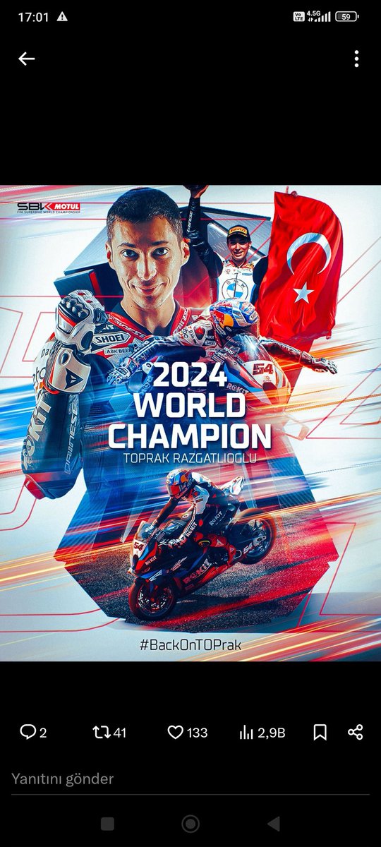 Teşekkürler <a href="/toprak_tr54/">Toprak Razgatlıoğlu</a> 👏👏🧿🧿Gururumuzsun🧿🇹🇷