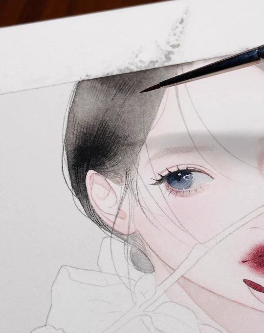 最近気に入っている黒髪の描き方