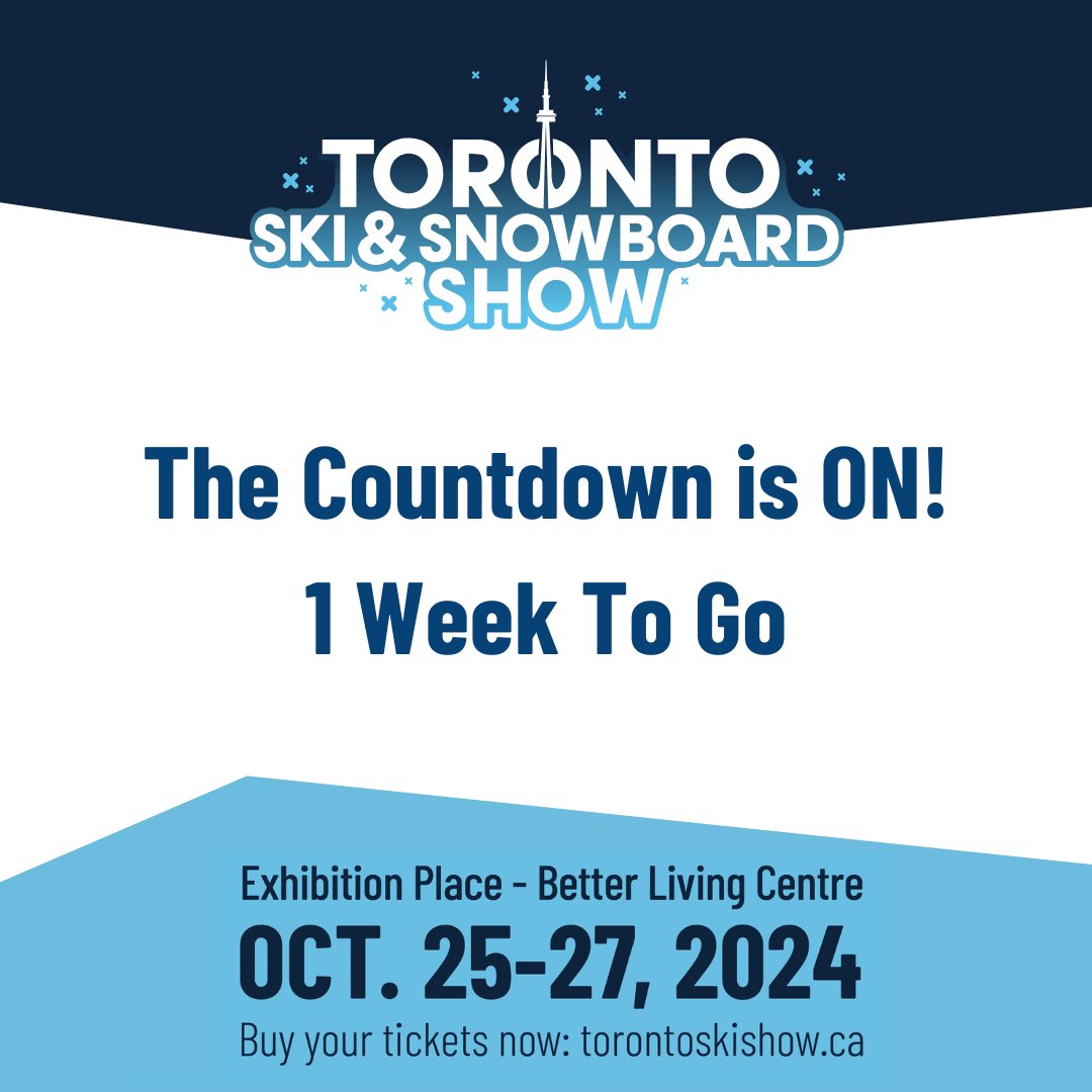 Only 7 days until the Toronto Ski &amp; Snowboard Show! 🏂 Have you snagged your tickets yet?! Tickets are still available! torontoskishow.ca/tickets/
#WinterIsComing #TorontoSkiShow #TOSkiShow #SkiSnowboardShow #SkiToronto #SnowboardToronto #TOSnowSports #SkiON #RideON