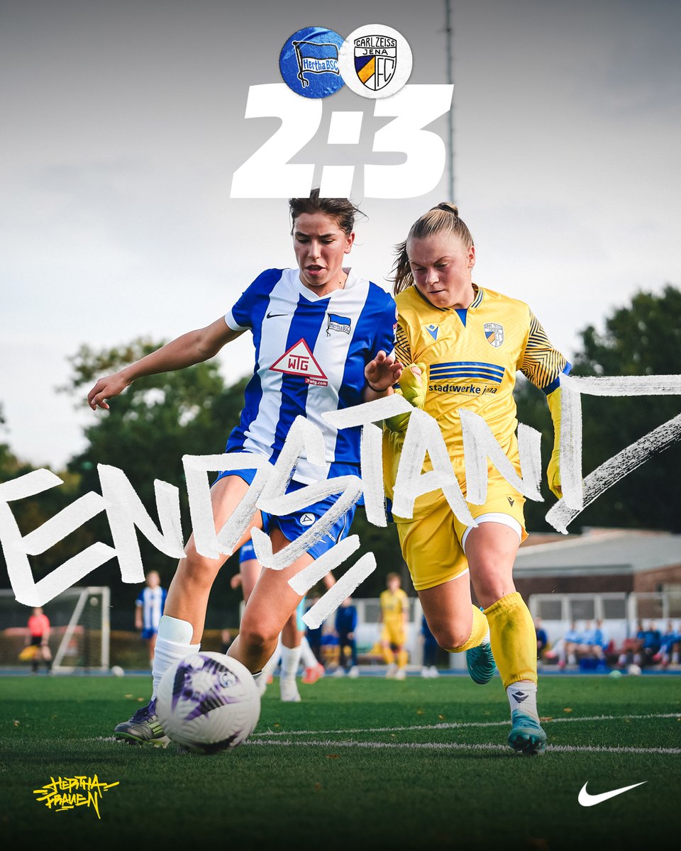 HerthaBSCFrauen's tweet photo. ⏱️90': Abpfiff. Wir verlieren gegen Jena 2:3.
#BSCFCC #BSCFrauen I 2:3 I #HaHoHe https://t.co/eniFdnvBwG