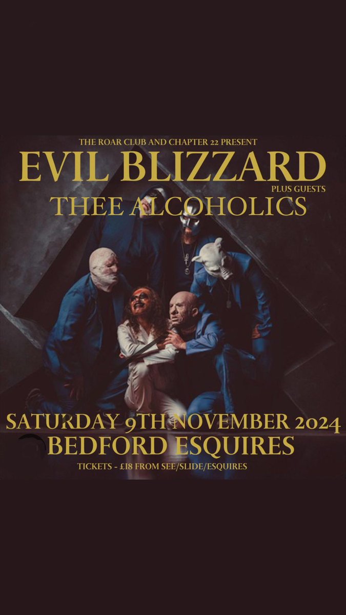 NOV 9 &gt; BEDFORD 
supporting northern heros

<a href="/BedfordEsquires/">Bedford Esquires</a> <a href="/crackedankles/">Crackedankles Records</a> 

Tickets 🎫 

seetickets.com/tour/evil-bliz…