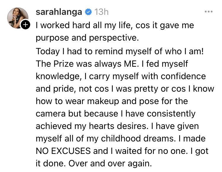 TheRealSiyah's tweet photo. Not liking Sarah Langa is a character flaw 🫵🏾 this is inspiration! 💕 https://t.co/h2aTqH0yz1