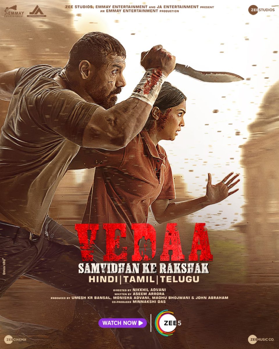 A_nd_Z's tweet photo. Take advantage of this exciting thriller that everyone is talking about! ZEE5 is now broadcasting Vedaa. a compelling plot with a wonderful balance of strong performances. #VedaaOnZEE5 https://t.co/9WXXPILzWN