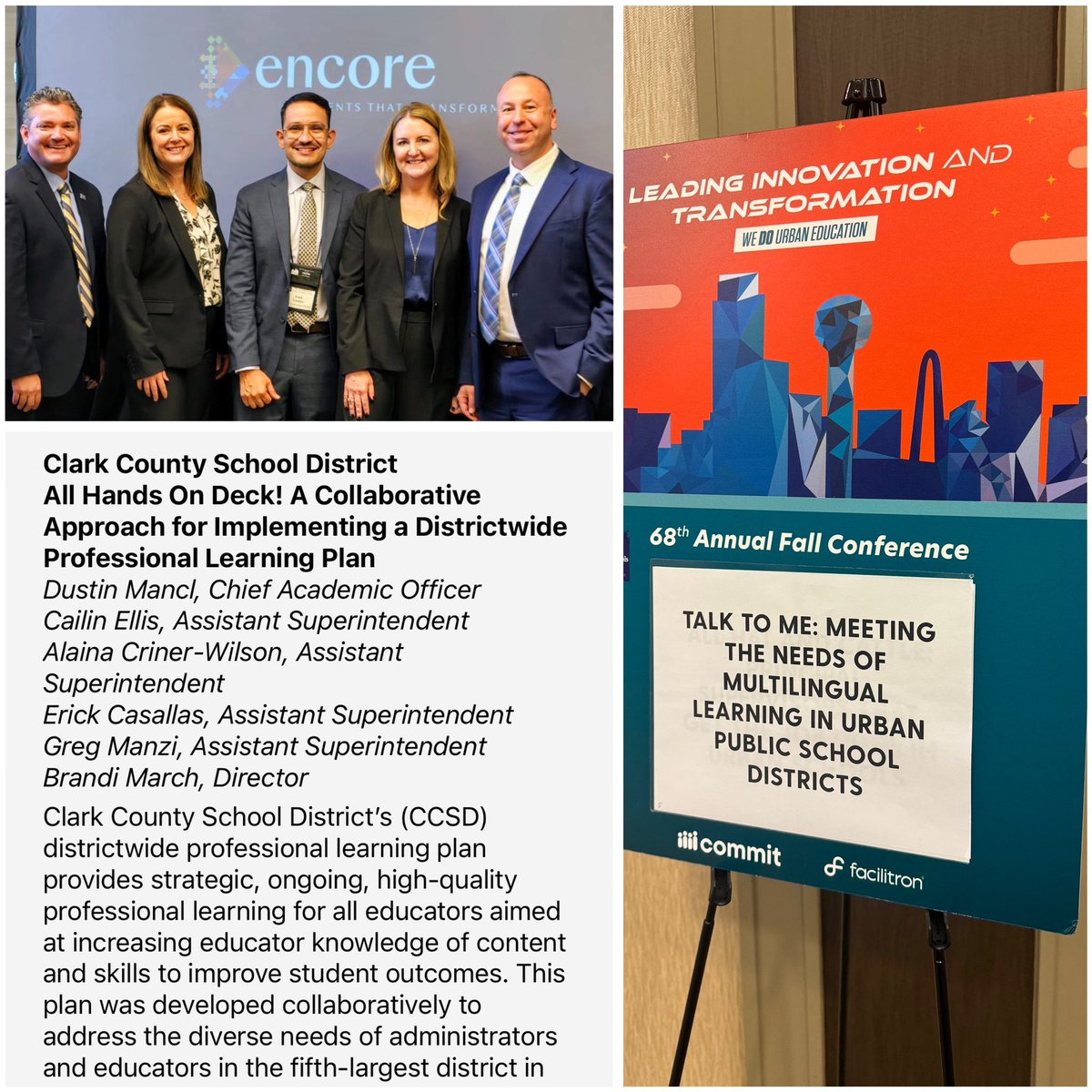 Honored to share the work with other large urban school districts.  Sharing strategies for providing professional learning for 360 schools, and 40,000 employees. I also got to share how we support our 47,000 multilingual learners. #CGCS2024 <a href="/ClarkCountySch/">CCSD</a> <a href="/GreatCitySchls/">CGCS</a>