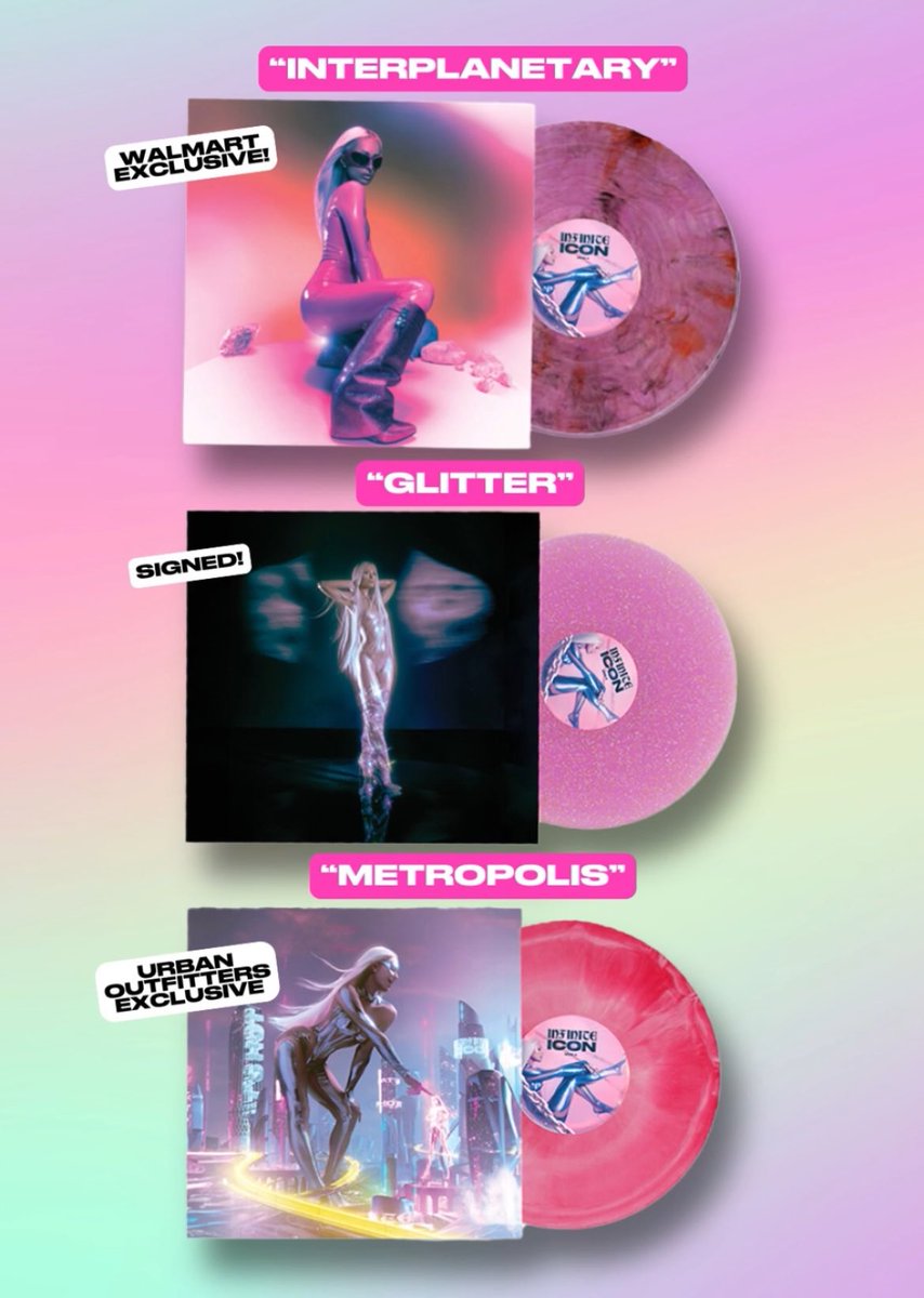 Exclusive limited edition vinyl variants of <a href="/ParisHilton/">Paris Hilton</a> new album “Infinite Icon” have just dropped! Variant #1 Walmart exclusive #2 signed edition available via Paris website #3 Urban outfitters exclusive 💖