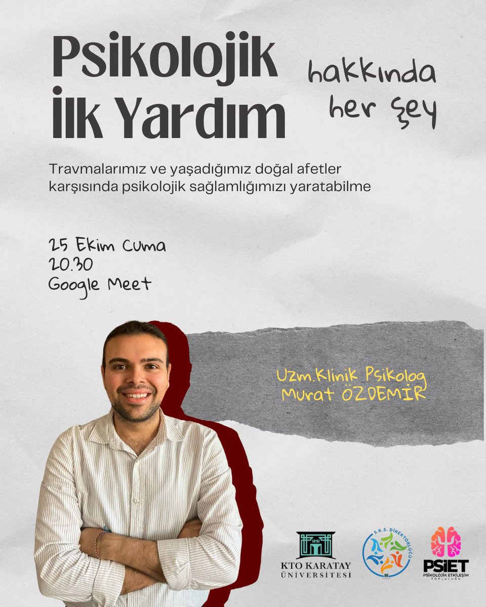 psiett's tweet photo. Psikolojik Etkileşim Topluluğundan herkese merhaba 🙋🏽‍♀️ 
Psikolojik İlk Yardım konulu etkinliğimiz ile sizlerleyiz 😊
🗣 Uzman Klinik Psikolog Murat ÖZDEMİR
💬 Psikolojik İlk Yardım 
📅 25 Ekim Cuma
⏳  20.30
🎟 Ücretsiz
📍 Google Meet
‼️ Kontenjan Sınırlı 
https://t.co/R20b8MufU4 https://t.co/GcaGlEUfib
