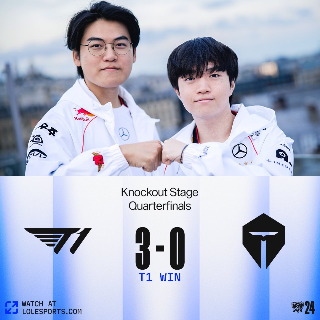WELCOME TO THE #WORLDS2024 SEMIFINALS, @T1LOL!