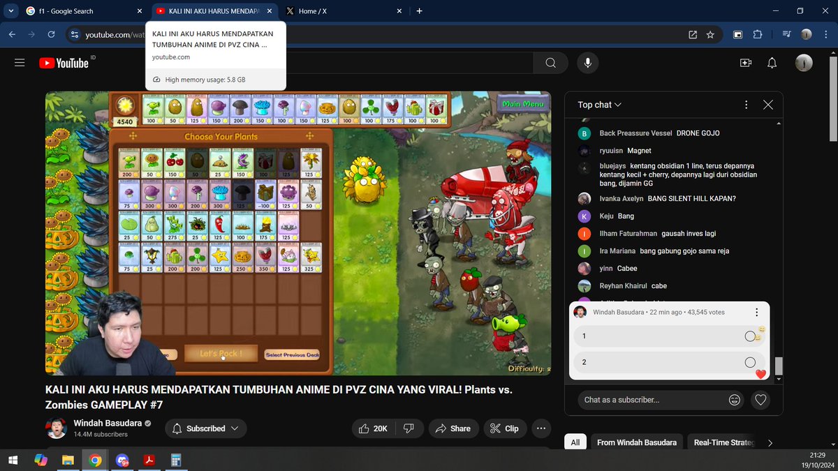 Cuma stream windah doang 1 tab bisa makan ram 5,8 GB