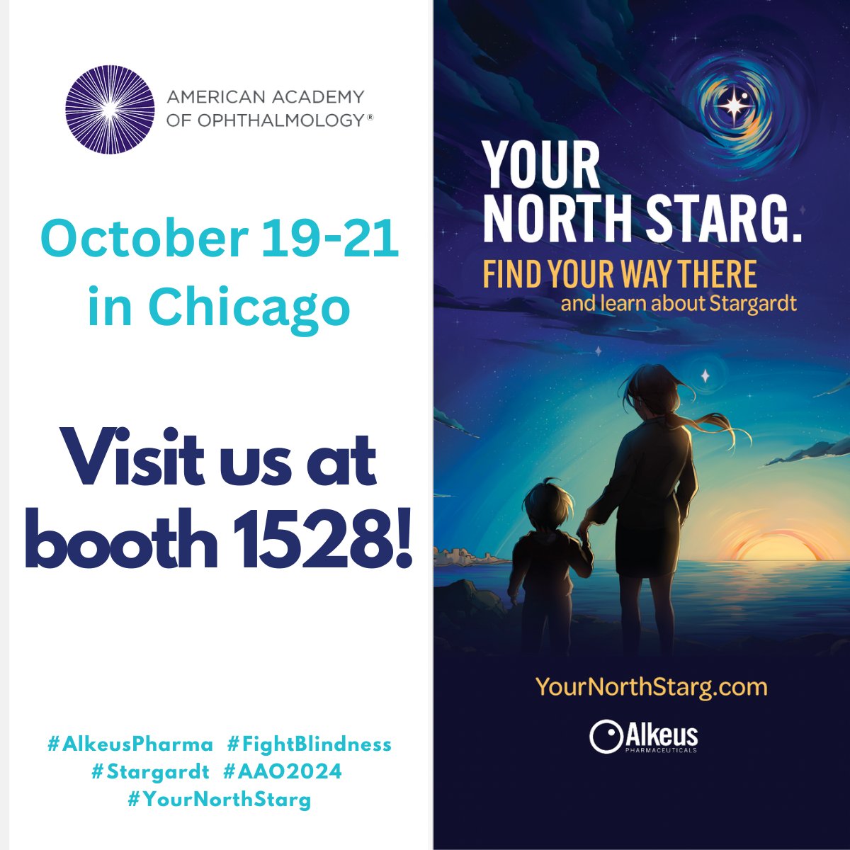 We are at AAO2024. If you are attending in Chicago, visit our booth #1528 to learn more about our work to make a difference in the lives of people living with retinal diseases.
#AlkeusPharma #Stargardt #geographicatrophy #Yournorthstarg