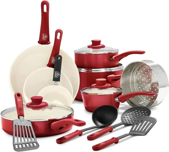 GoodsHomestead's tweet image. Transform your kitchen with the Healthy Ceramic Nonstick 16-Piece Cookware Set! 🍲 Featuring a striking red finish, this PFAS-free set offers safe, nonstick cooking . needs.homesteadhavengoods.com/products

#CeramicCookwareSet #HealthyCooking #PFASFreeCookware #RedKitchenSet