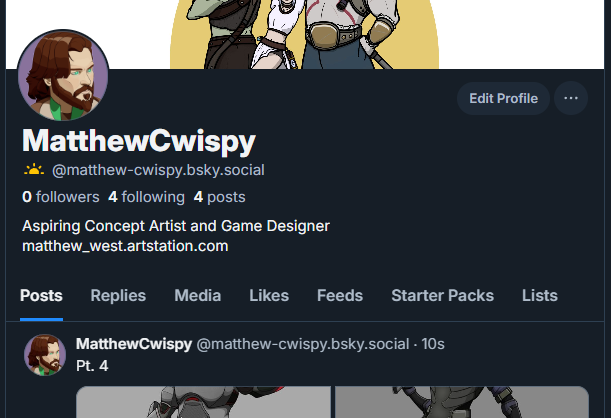 matthew_cwispy's tweet photo. I am joining the crowd of artists making our exodus to Bluesky. Same name and same content just a new and less AI shilling site to host it all on. #Bluesky https://t.co/AxLmkPiAho