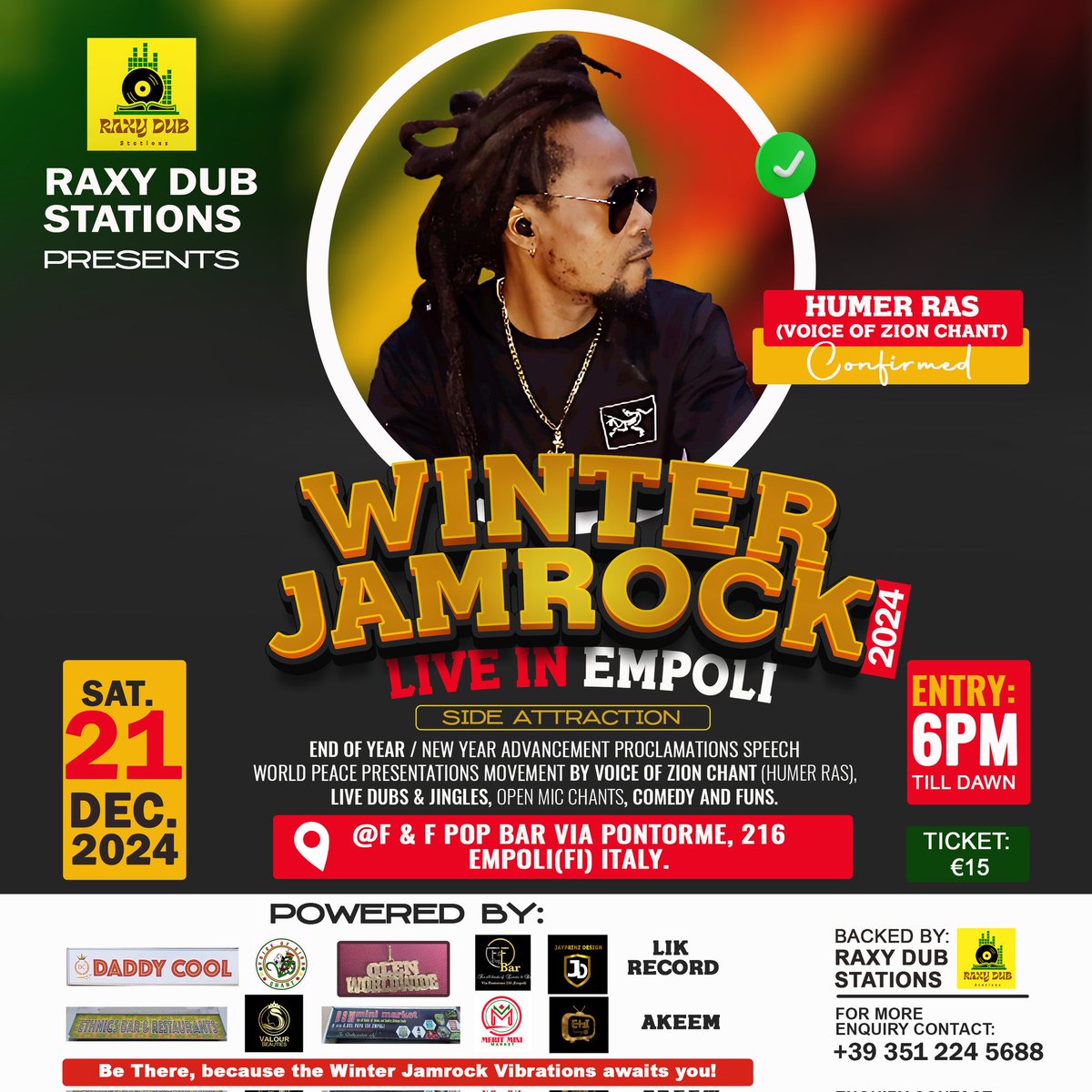HumerRas's tweet photo. Be There because the "WINTER JAMROCK" 2024 live in empoli Vibrations and more awaits I And I.

#humerras #humerrasconfirmed #raxydubstations #winterjamrock #winterjamrock2024 #rudebuoyparty #dancehall #rootreggaemusic

@Raxy Dub Stations https://t.co/r13IGsy1bz