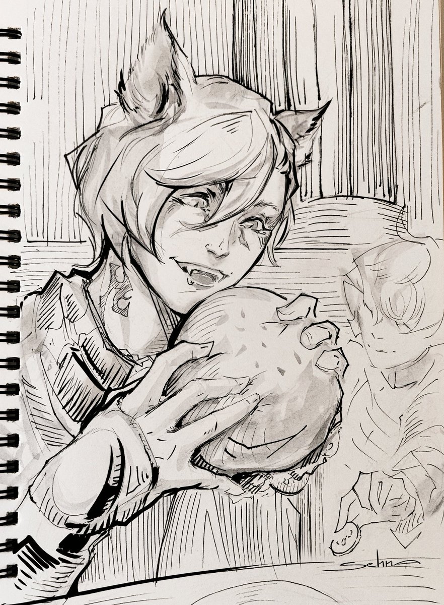 Day 11 - Snacks
G'raha Tia 🍔

#inktober #inktober2024 #ffixiv #grahatia 