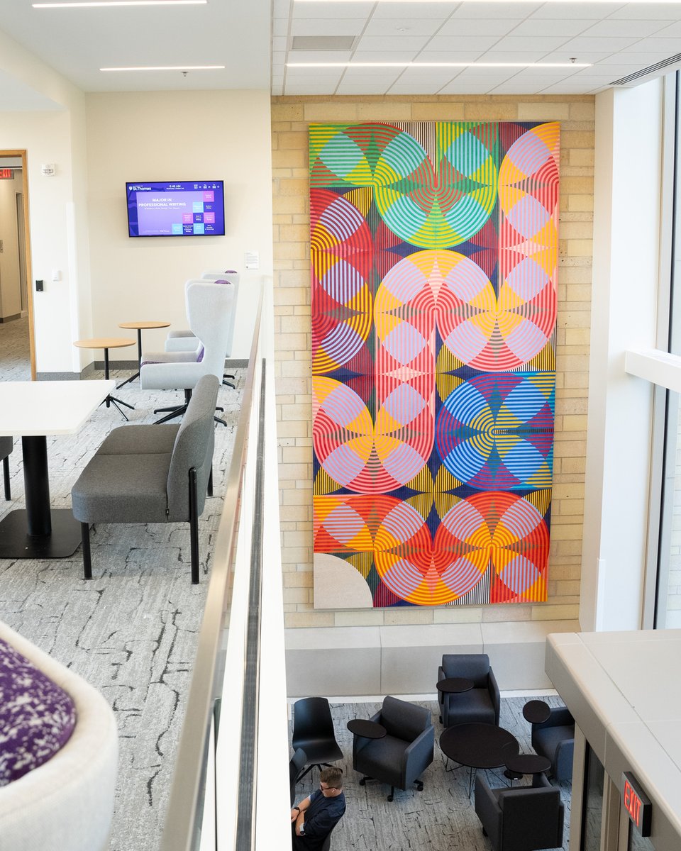 Searching for the perfect Saturday study spot? Look no further than the new Schoenecker Center! Nestled beside Tia Keobounpheng’s stunning artwork FOUNDATION, this cozy corner offers both inspiration and focus for your study sessions.