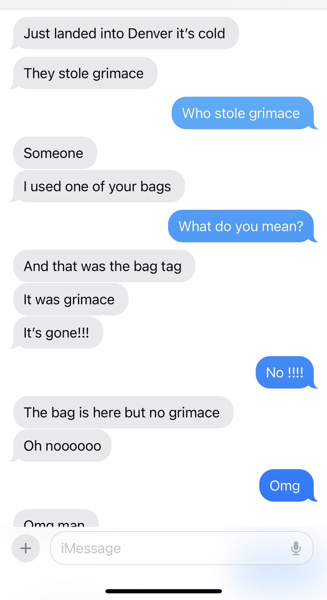 This is the power of connecting your brand in culture! A message from my sister in law after arriving to pick up her luggage! #TheGrimaceEffect!