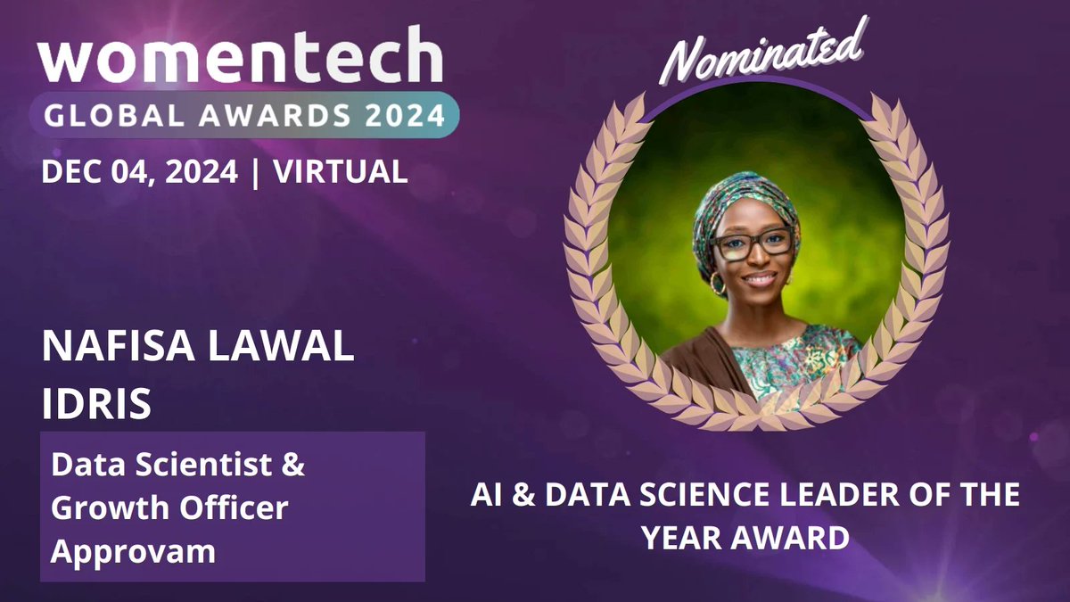 FeenahNafeesah's tweet image. I&apos;ve been nominated for the AI &amp;amp; Data Science Leader of the Year at the @WomenTechNet Global Awards 2024. Your support means the world to me. 

🗳 Vote and Share Here: womentech.net/nominee/Nafisa…

Let’s amplify the impact of women in tech together. 
#WTGA2023
#WomenInTech
#TechAwards