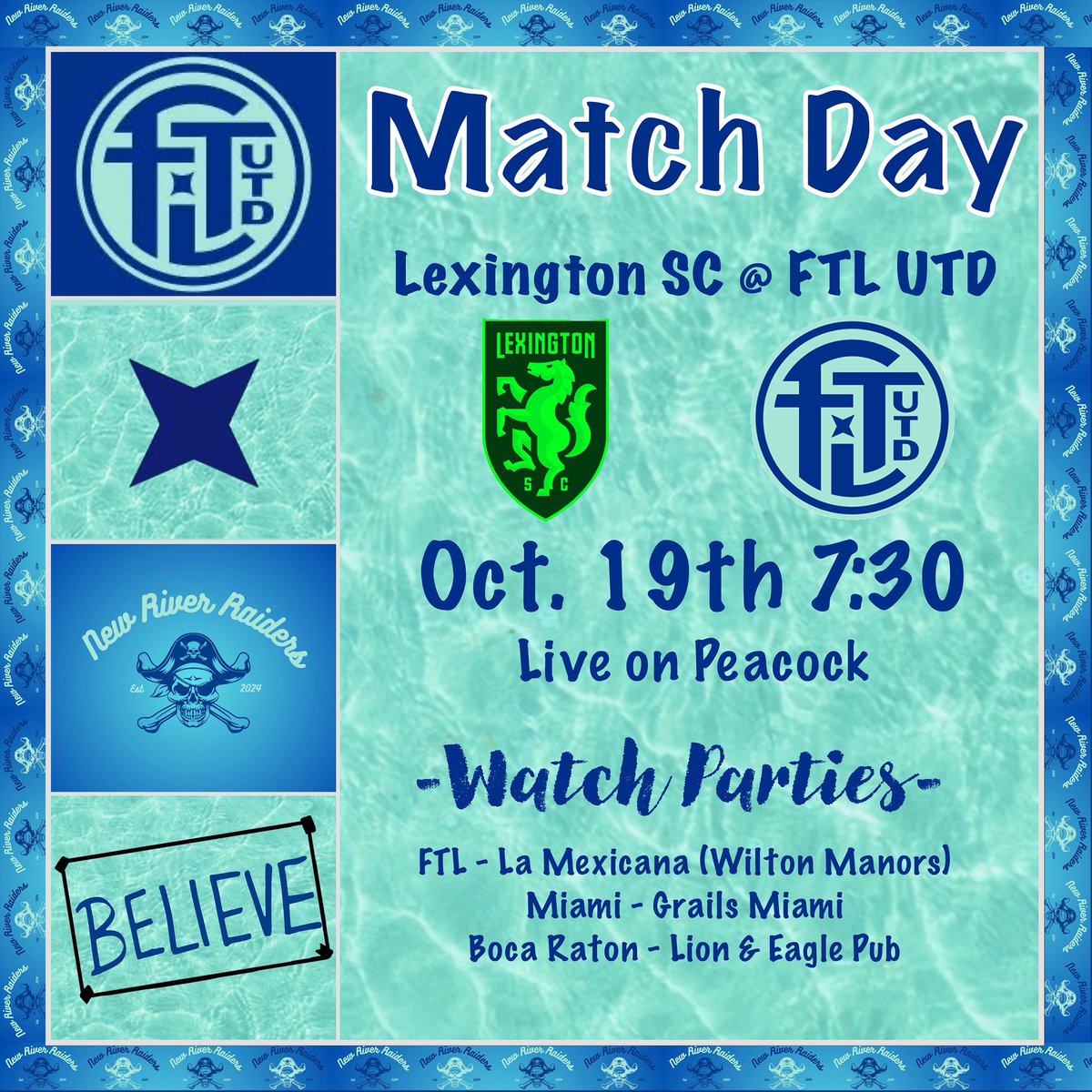 newriverraiders's tweet photo. It's match day Raiders! If you can't make it out to the stadium make sure you watch at home or at one of the watch parties! #WeAreFTL https://t.co/YaLRPmvGew