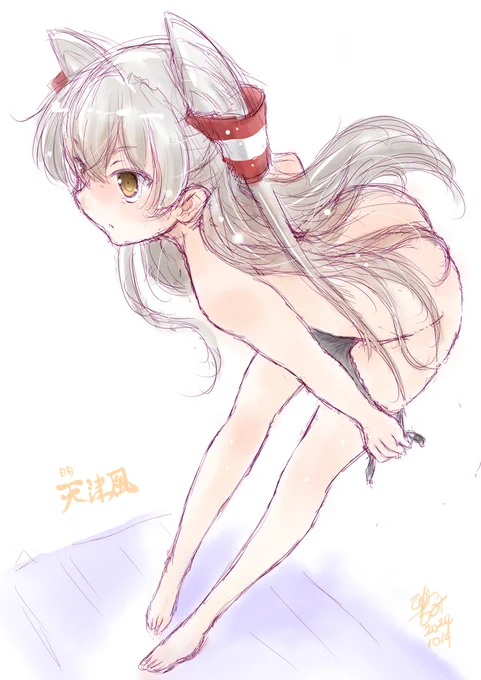 入渠直前の天津風「(なんか‥‥視線感じるなぁ)」#艦これ版深夜の真剣お絵描き60分一本勝負 #艦これ版真剣お絵描き60分一本勝負_20241019#天津風進水日 