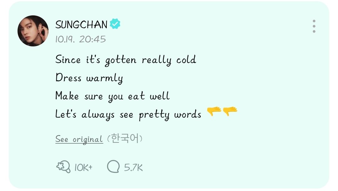 The translation is a bit off but you get it what he said! YES KING JUNG SUNGCHAN WE HEAR YOU LOUD AND CLEAR! 😭😭

WELOVEYOU
#승한복귀시위_SM입장표명해
WELLSUPPORTYOU
#WeWantSevenRIIZE
RIIZESTAYSTRONG