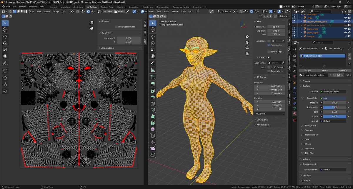 ignKiran's tweet photo. Check out these UVs! Mirrored, packed islands, and solid texel density.
 
#Blender #3DModeling #Goblin #BaseMesh #UVUnwrapping https://t.co/ylaYVdFfeF