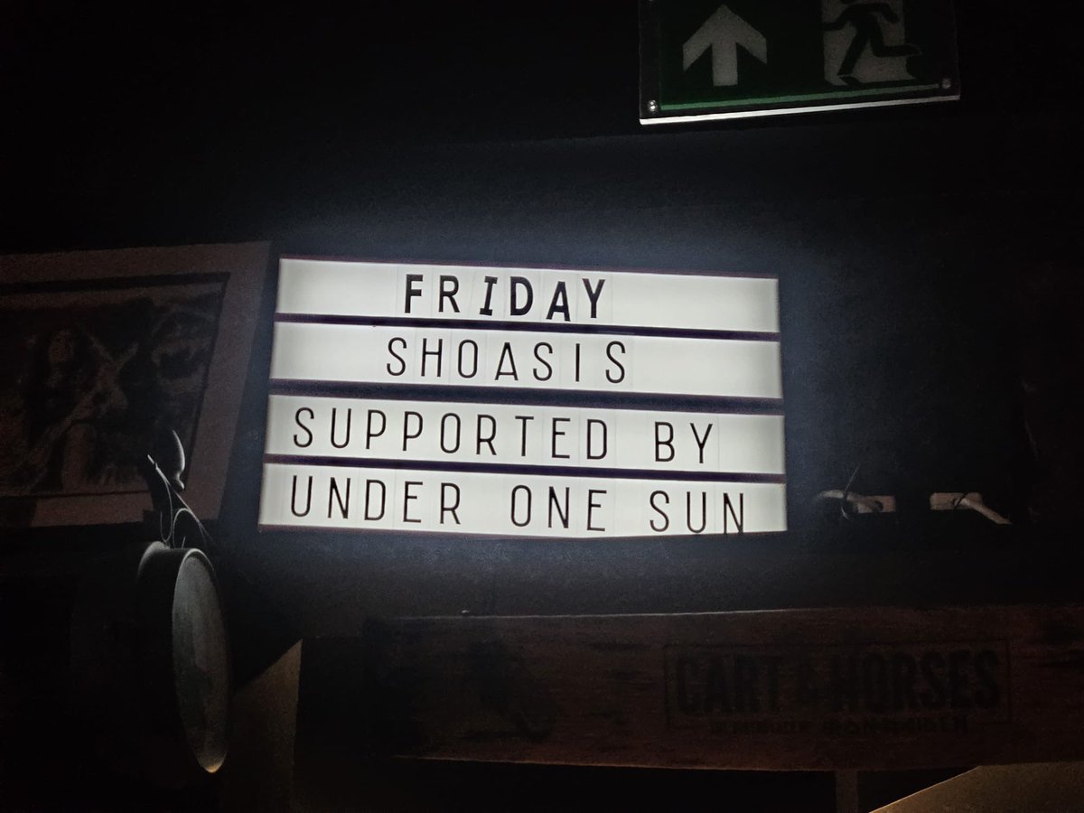Cart &amp; Horses - 18.10.24 
One for the memory books
Thank you Shoasis for having us and letting us make lots of noise.

#underonesun #uos #cartandhorses #shoasis #tribute #london #stratford
