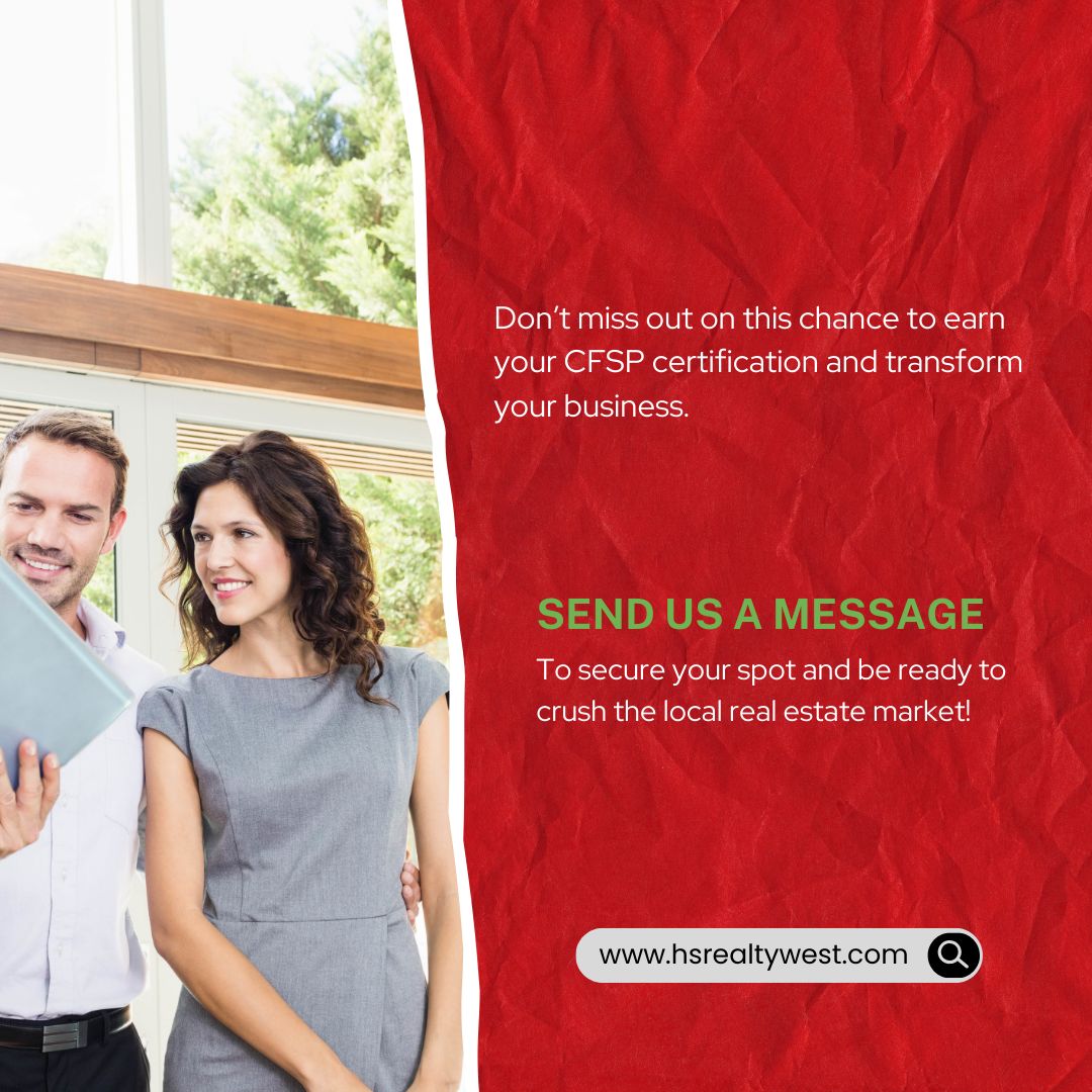 HomeSmartWest's tweet photo. Don’t miss out on this game-changing opportunity to earn your CFSP designation and take your business to new heights! 

Message us to join the program and get ready for Tuesday’s big release.

#CFSP #RealEstateExcellence #ElevateYourBusiness #AgentSuccess #HomeSmartRealtyWest https://t.co/KtkgO3knO5