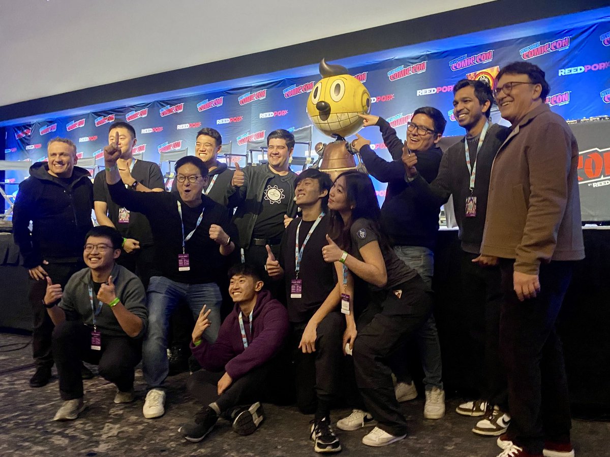 DennisHongRobot's tweet photo. Great job, Team RoMeLa!
The Russo brothers also came out to congratulate our team!

NYC mission complete.
RoMeLa Team A is heading to London, 🇬🇧
RoMeLa Team B now leaves for Seoul, 🇰🇷
and all will meet up in Lucca, Italy! 🇮🇹 

#TheElectricState #Netflix #RoMeLa #robot #KidCOSMO https://t.co/MLeNnIo9zo