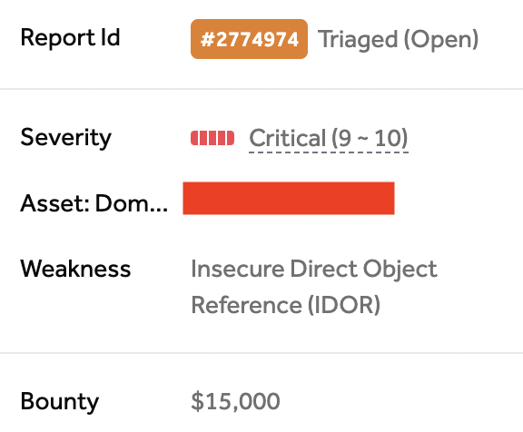 moblig_'s tweet photo. Yay, I was awarded a $15,000 bounty on @Hacker0x01! 

The program was running a 3x campaign and had an average of 0% critical vulnerabilities.

An unusual combination of persistent tokens and good ol' Google Dorking. I will be doing a write-up for this one when it is resolved, and will also be disclosing my most interesting reports here, so drop a follow :) 👇
https://t.co/NroAeb52cj

#bugbountytips #bugbounty #CyberSecurity