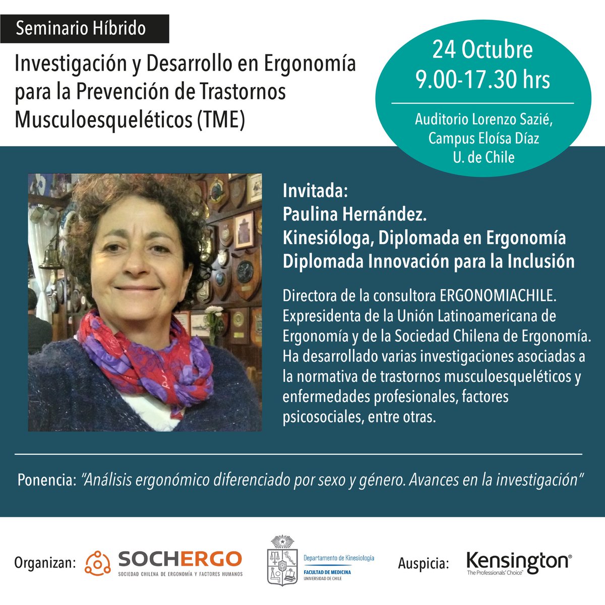_sochergo's tweet photo. En el bloque de Ergonomía, Género y TME nos acompañarán las destacadas investigadoras Pamela Astudillo y Paulina Hernandez.

No te pierdas el Seminario I&amp;D en Ergonomía para la Prevención de TME.

Inscripciones en el link https://t.co/6mpuOaNfQM https://t.co/6ooevlkt7i