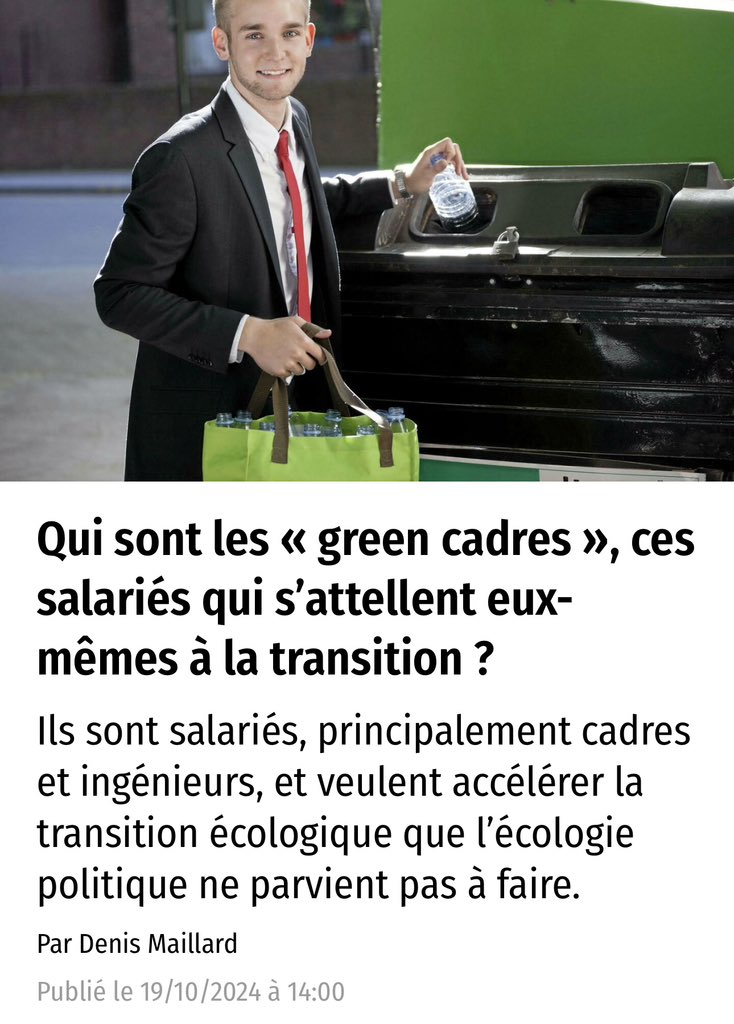 Qui sont les « green cadres », ces salariés qui s’attellent eux-mêmes à la transition ? lepoint.fr/tiny/1-2573143 #Société #Climat #DRH #Emploi
