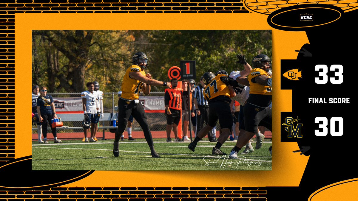 .<a href="/OttawaBravesFB/">Ottawa Braves Football</a> earns its first victory of the season, defeating <a href="/USM_Athletics/">USM Athletics</a> 33-30. Ottawa returns to the field on Saturday, Oct. 26 at Sterling. #BraveNation #KCACscores