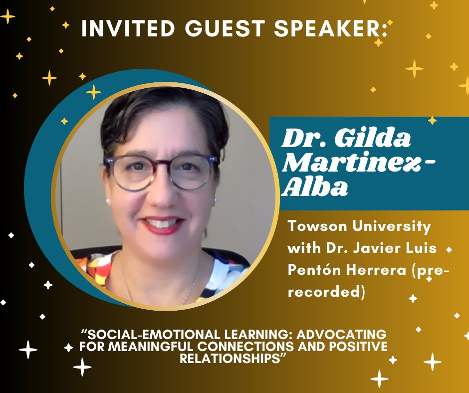 mdtesol's tweet photo. Fall Conference Feature: Dr. Gilda Martinez-Alba!

Join us November 2nd to learn about how to develop, foster, and advocate for social emotional learning and positive relationships with our students! https://t.co/rBNM1dTB8n