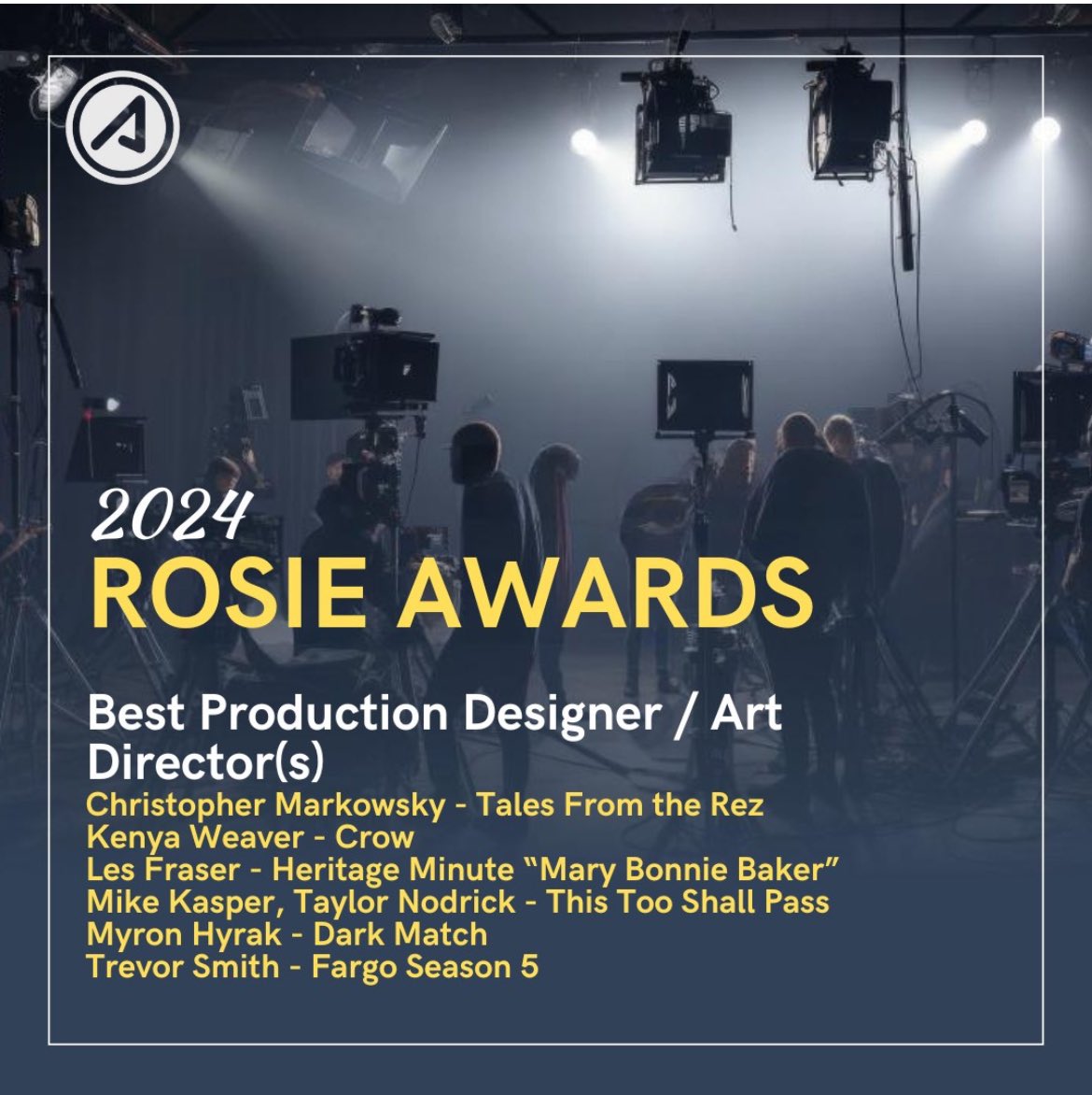 AMPIA’s tonight! <a href="/YourAMPIA/">AMPIA</a> <a href="/KeepABRolling/">Keep Alberta Rolling 🎥✨</a> <a href="/4amberrae4/">ARae</a> <a href="/FargoFX/">Fargo</a> #awardsroll #fargo #productiondesign