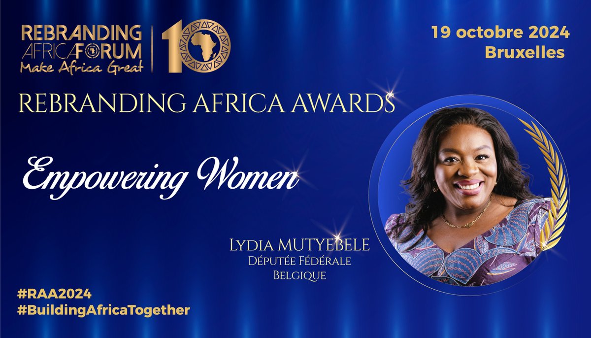 RebrandingAF's tweet photo. #RAA2024
🏆 Empowering Women Award 🏆
🔶 Lydia Mutyebele, Députée au Parlement Fédéral🇧🇪
Son leadership incontestable dans le monde associatif et politique de Bruxelles et sa contribution en faveur des diasporas d’Afrique et des Caraïbes.
#RAA10ANS #RAF10ANS https://t.co/mlGcpbioWY