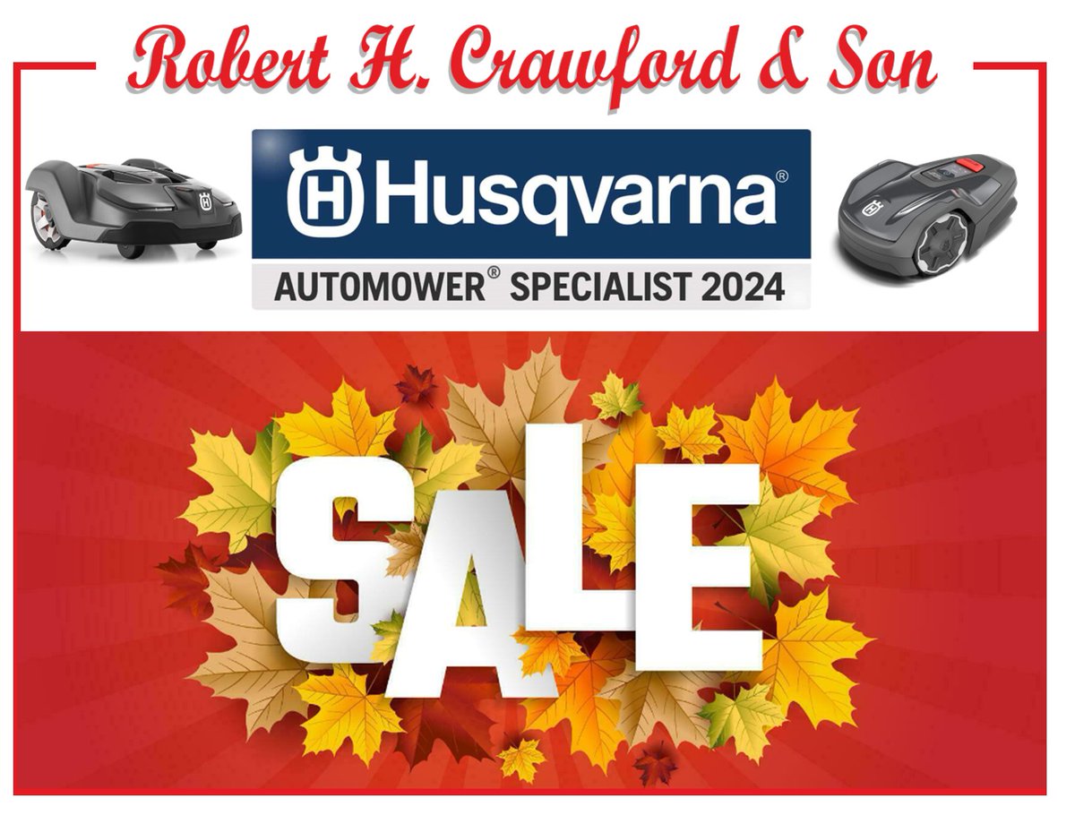 Rhcrawfords's tweet photo. Husqvarna Automower Autumn Sale 
HUGE savings and FREE installation
Take a look at our website for these amazing deals
or give us a call and discuss your requirements
https://t.co/DNQnomv0JF https://t.co/1rMvVNu1OY