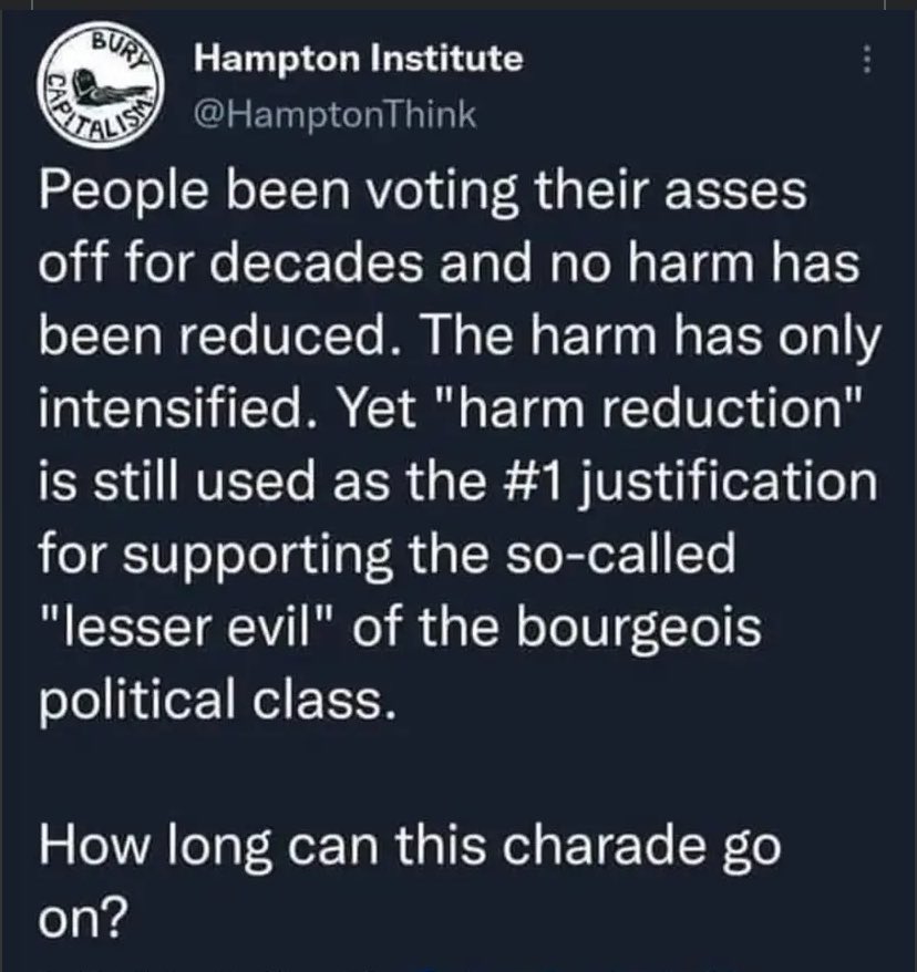 Inhumansoflate1's tweet photo. Pragmatic leftism ruined the left https://t.co/Lw8AbiCu8a