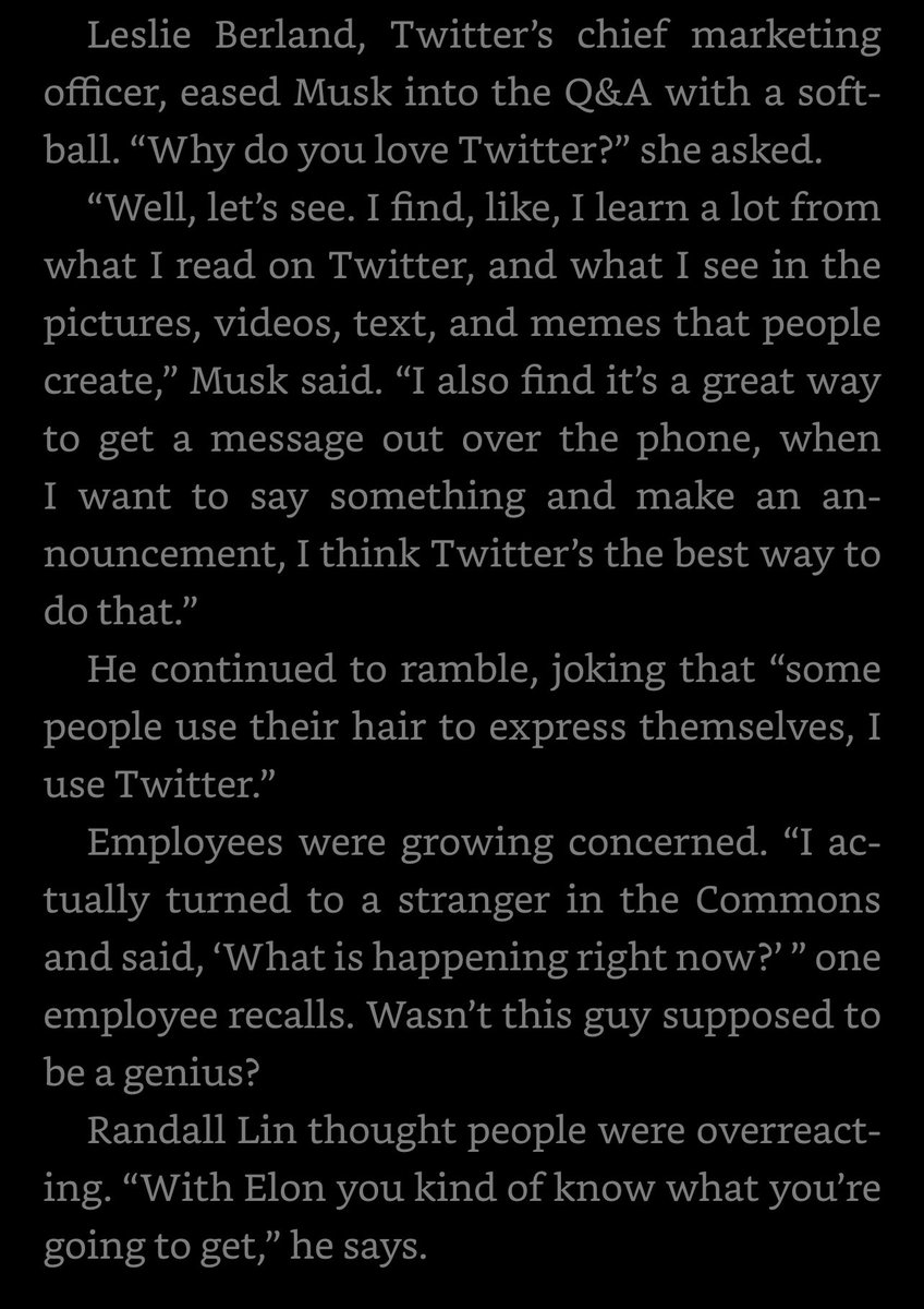 esjesjesj's tweet image. The description of Elon’s very first all hands meeting with the Twitter staff is insane. They all thought he was a moron after.